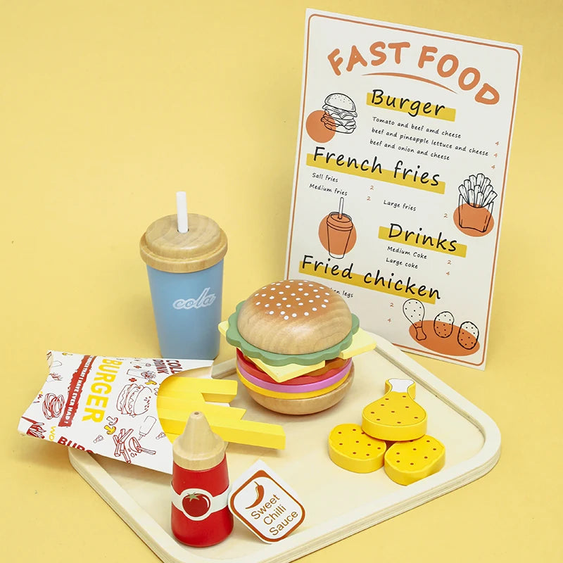 Wooden Kids Fast Food Set