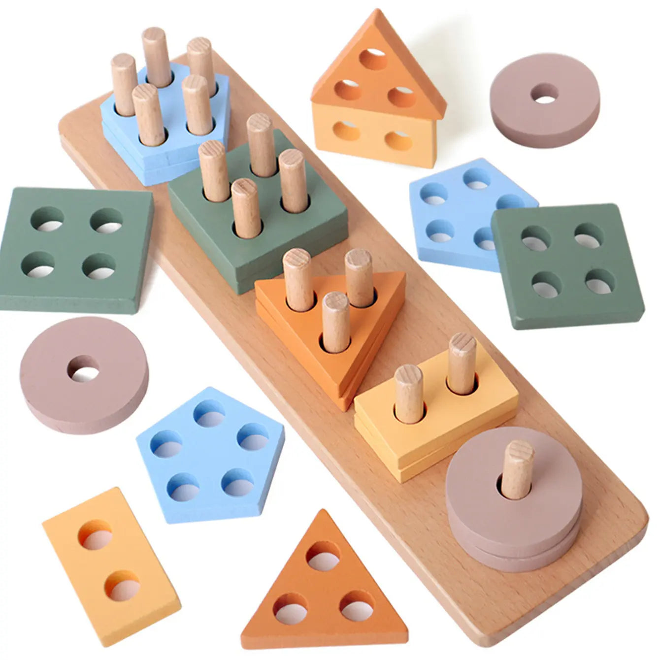 Wooden Geometric Shape Sorter Board