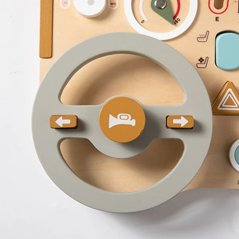 Wooden Steering Wheel Busy Board