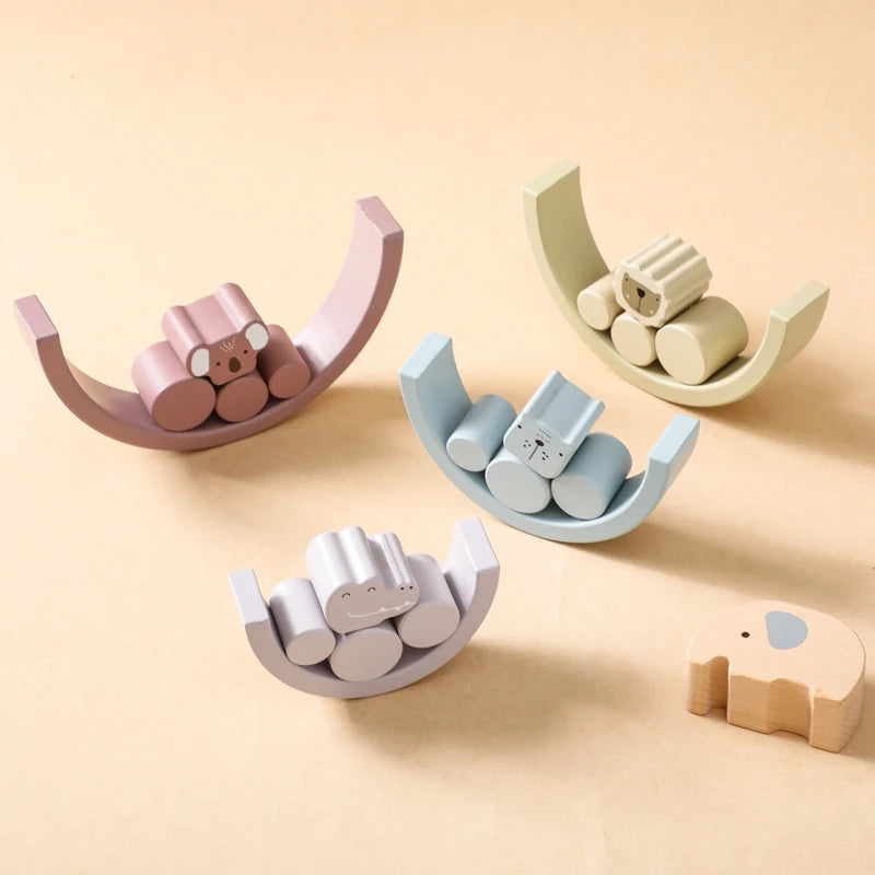 Wooden Animal Rainbow Stacking Set