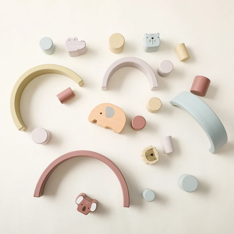 Wooden Animal Rainbow Stacking Set