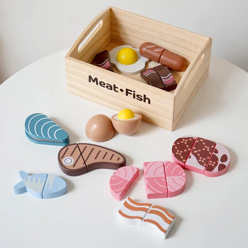 Wooden Pretend Meat & Fish Set