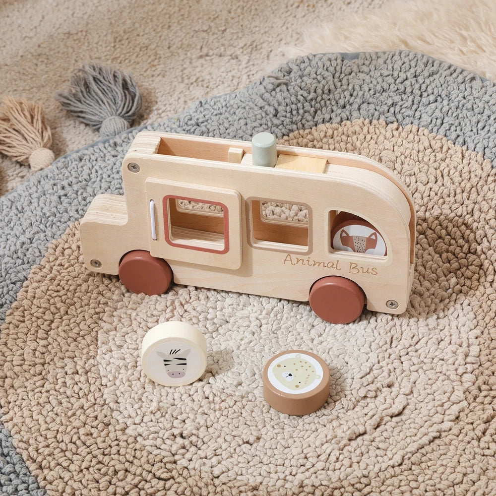 Wooden Rolling Animal Bus