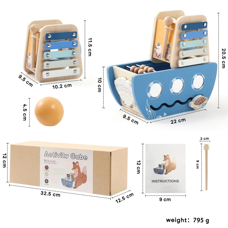 Wooden Ship Multi-function Game Music Percussion Toy