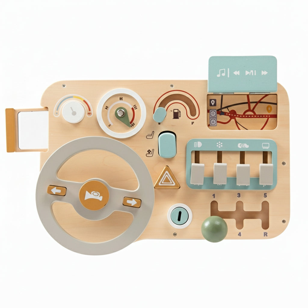 Wooden Steering Wheel Busy Board