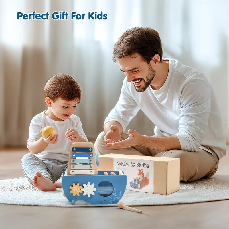 Wooden Ship Multi-function Game Music Percussion Toy