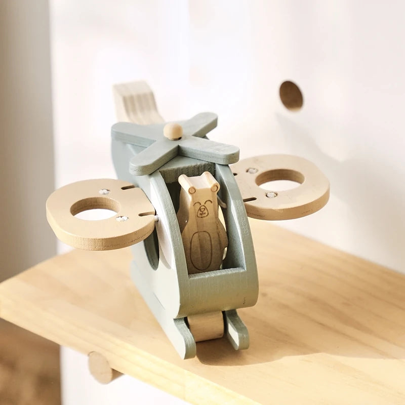 Wooden Animal Helicopter Toy