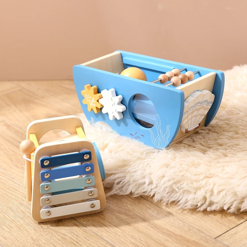 Wooden Ship Multi-function Game Music Percussion Toy