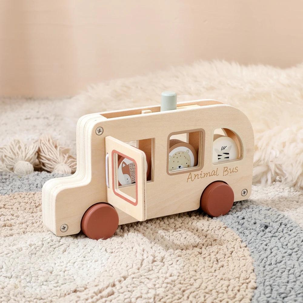 Wooden Rolling Animal Bus