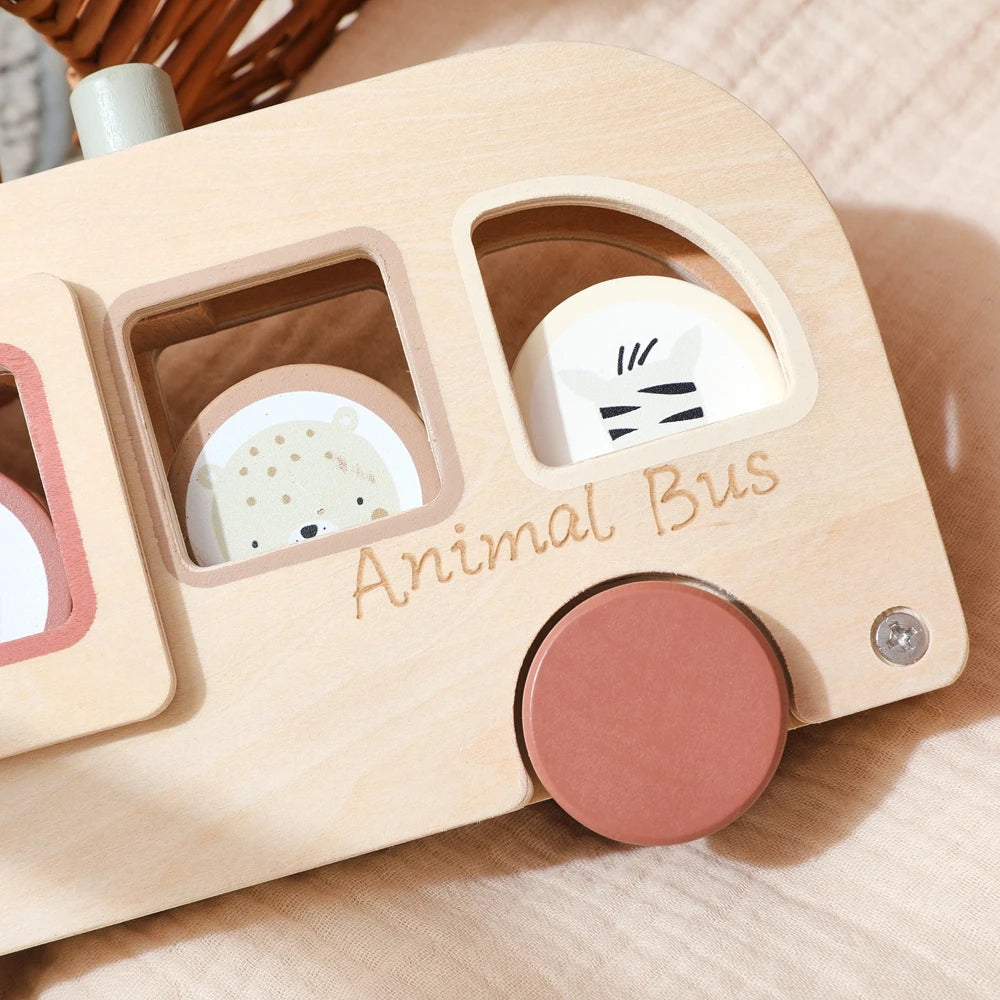 Wooden Rolling Animal Bus