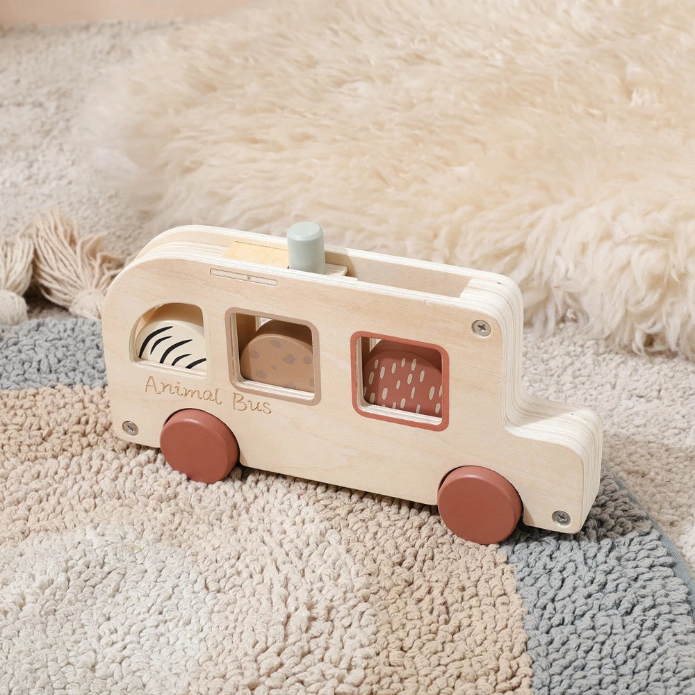 Wooden Rolling Animal Bus