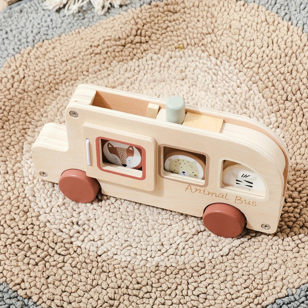 Wooden Rolling Animal Bus