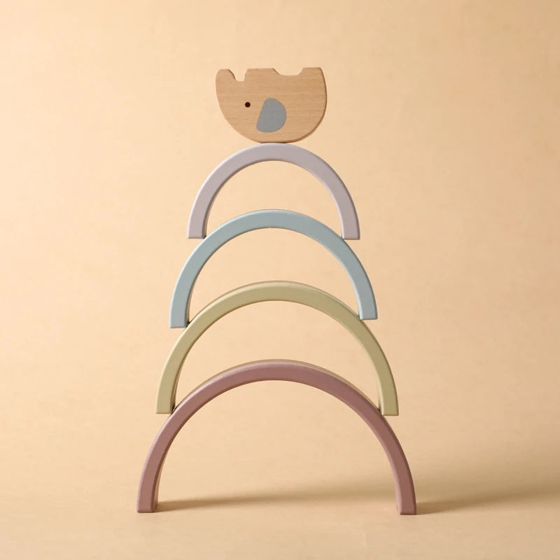 Wooden Animal Rainbow Stacking Set