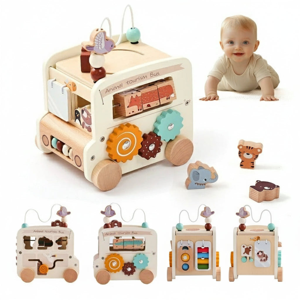 Wooden Multi-functional Bus Toy