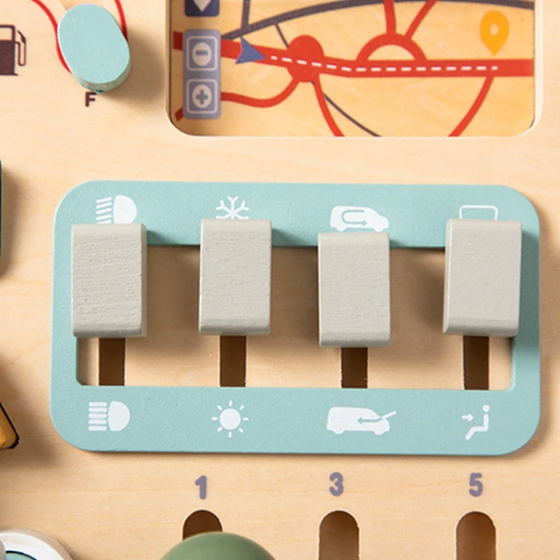Wooden Steering Wheel Busy Board