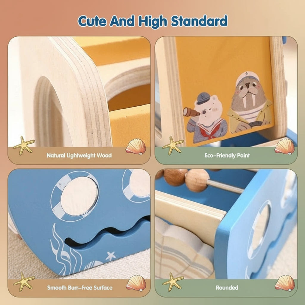 Wooden Ship Multi-function Game Music Percussion Toy