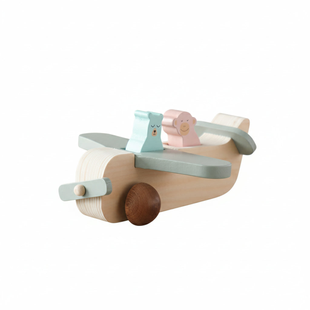 Wooden Animal Aeroplane Toy