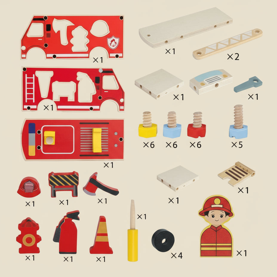 Wooden Fire Engine Activity Truck