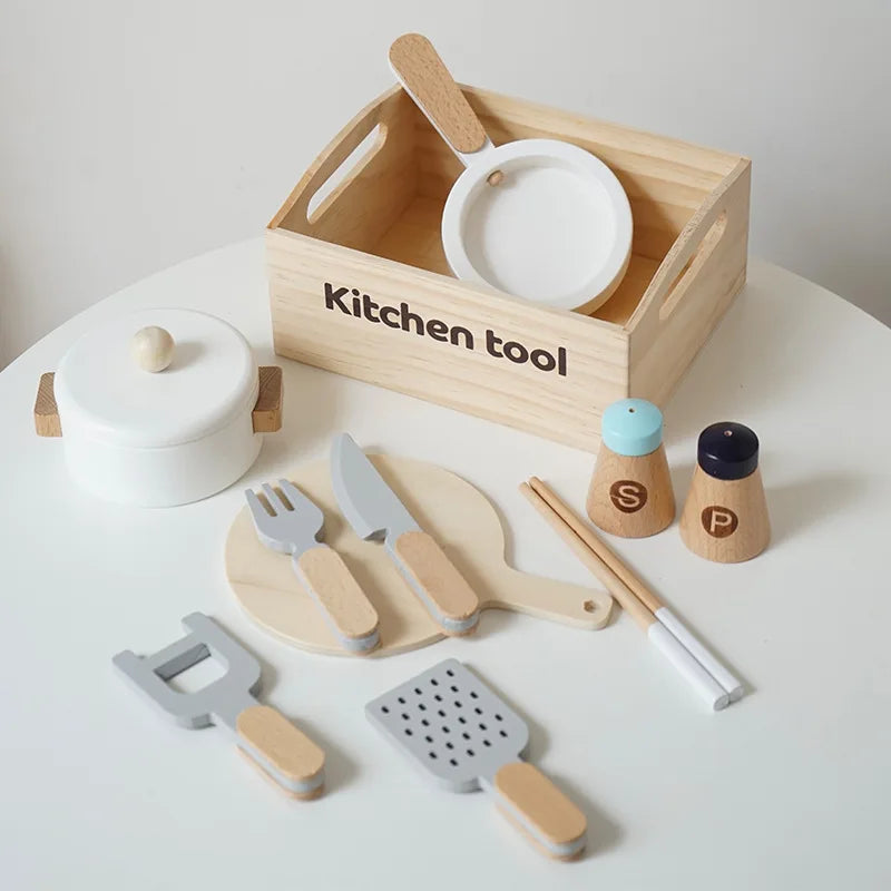 Wooden Pretend Kitchen Tool Set